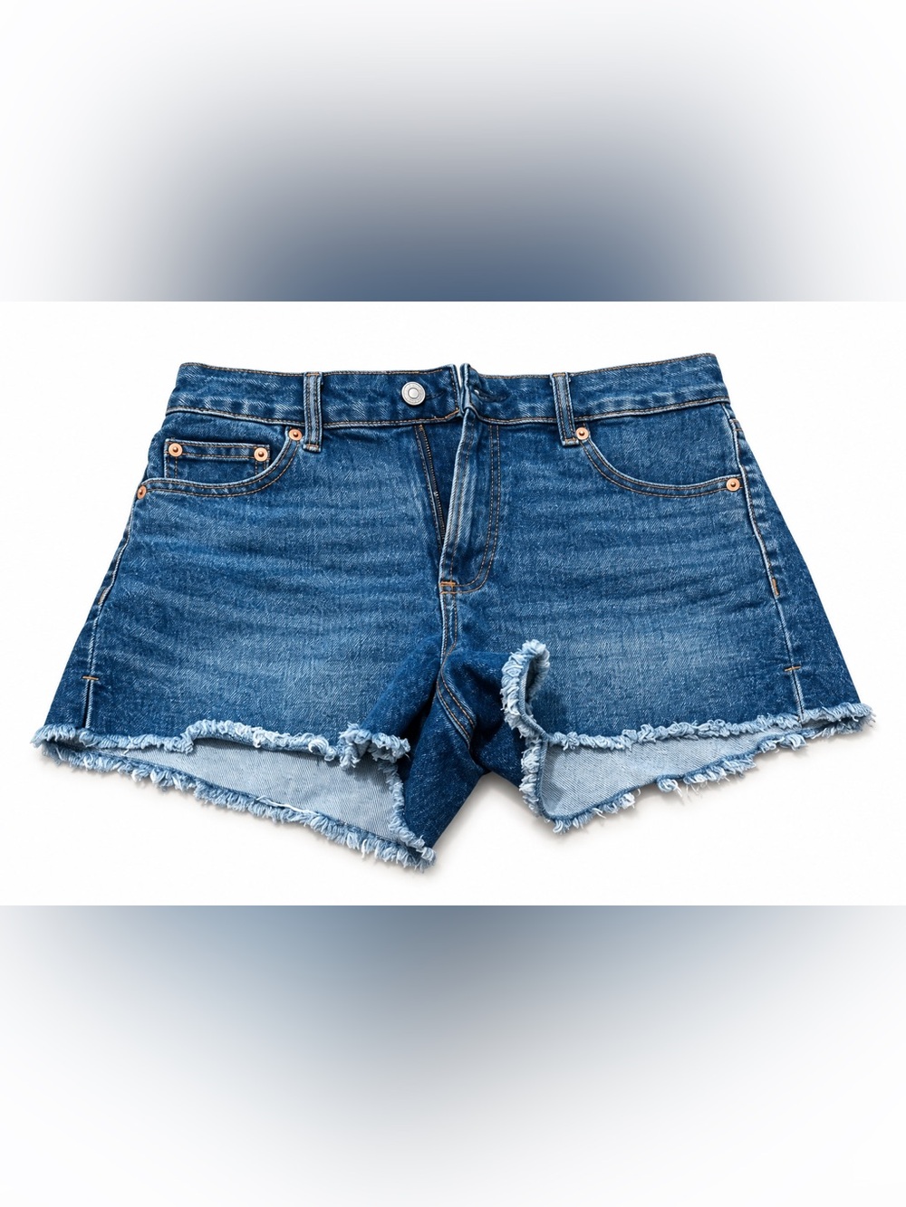 No Boundaries Dark Blue Frayed Hem Denim Shorts